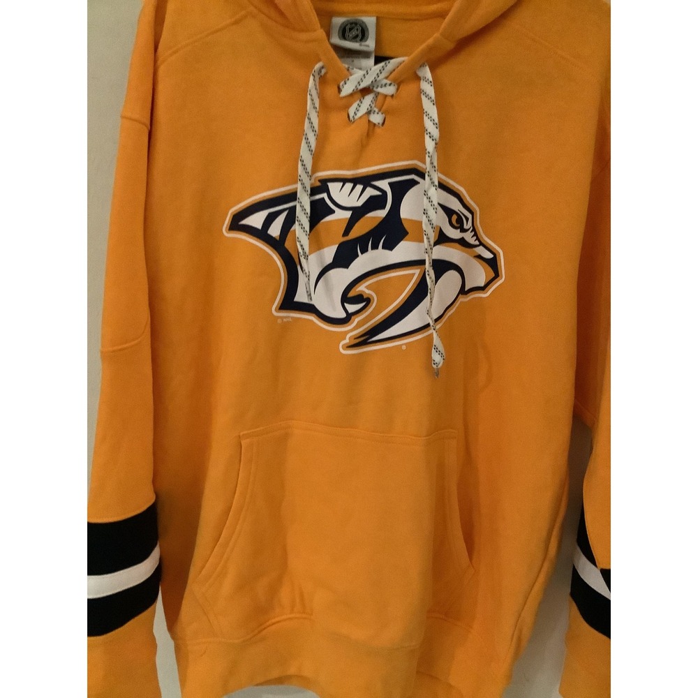 Men's NHL Nashville Predators Medium Gold Lace Up Hoodie Size Medium-NWT - Picture 2 of 5